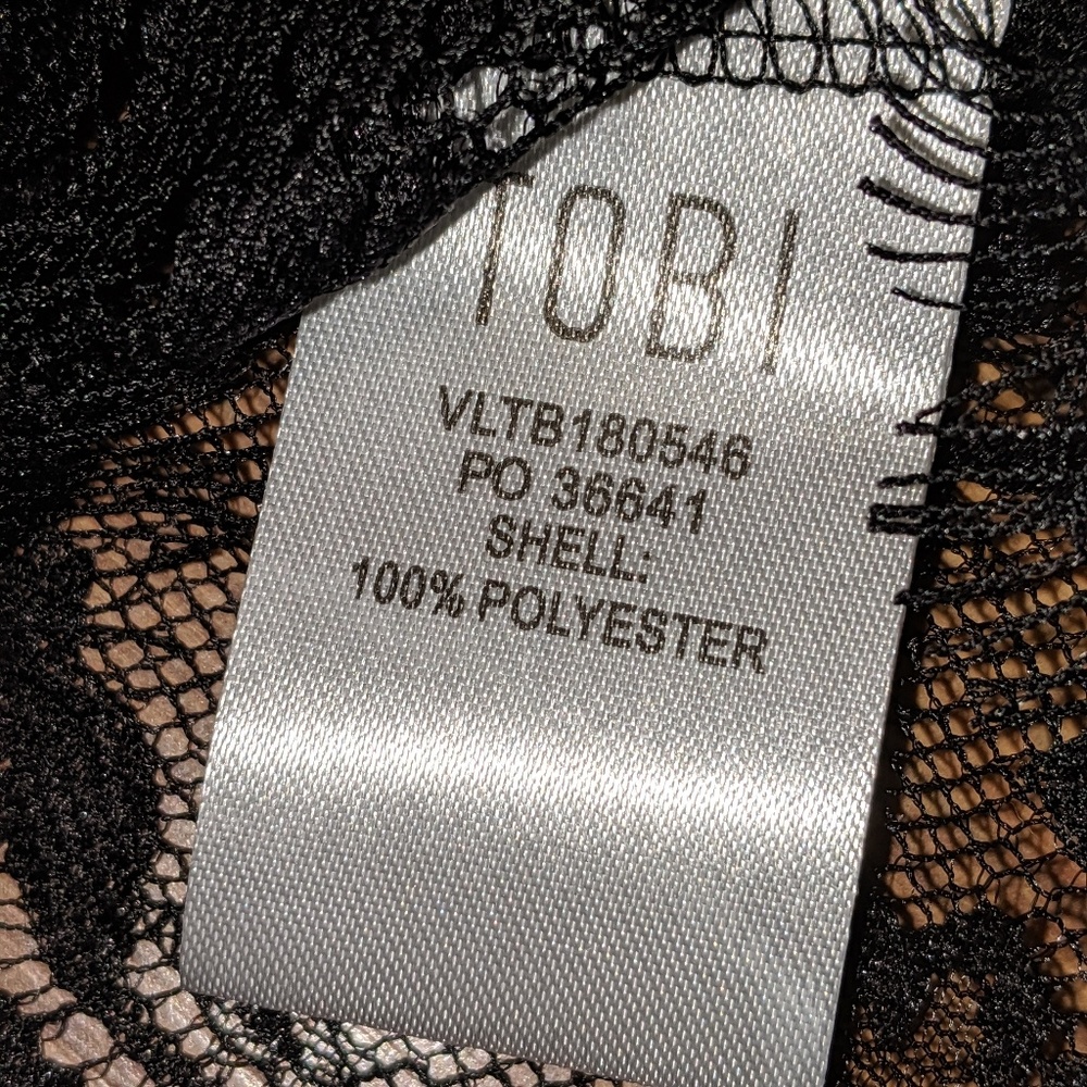 TOBI NICKIE BLACK DBL RUFFLE LONG SLEEVE LACE TOP - Picture 6 of 8